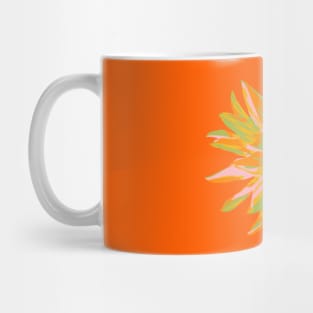 DAHLIA BURSTS Abstract Blooming Floral Summer Bright Flowers - Orange Yellow Blush Lime Green on Orange - UnBlink Studio by Jackie Tahara Mug